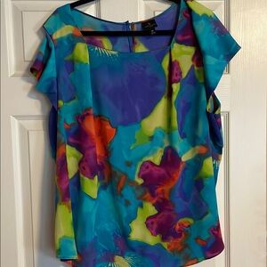 Worthington Blue Cap Sleeve Boxy Blouse
